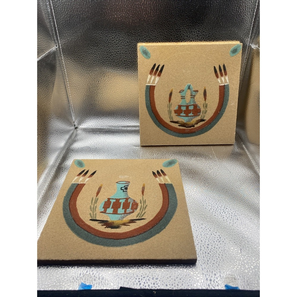 Vintage Native American Navajo Indian Sand Paintings  Lot 2 Signed